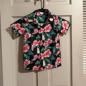 Boys Button Down Hawaiian Print Shirt Size XS